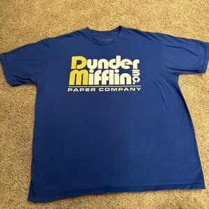 The Office Dunder Mifflin Paper Company T-Shirt Mens XL Blue Short Sleeve Tee